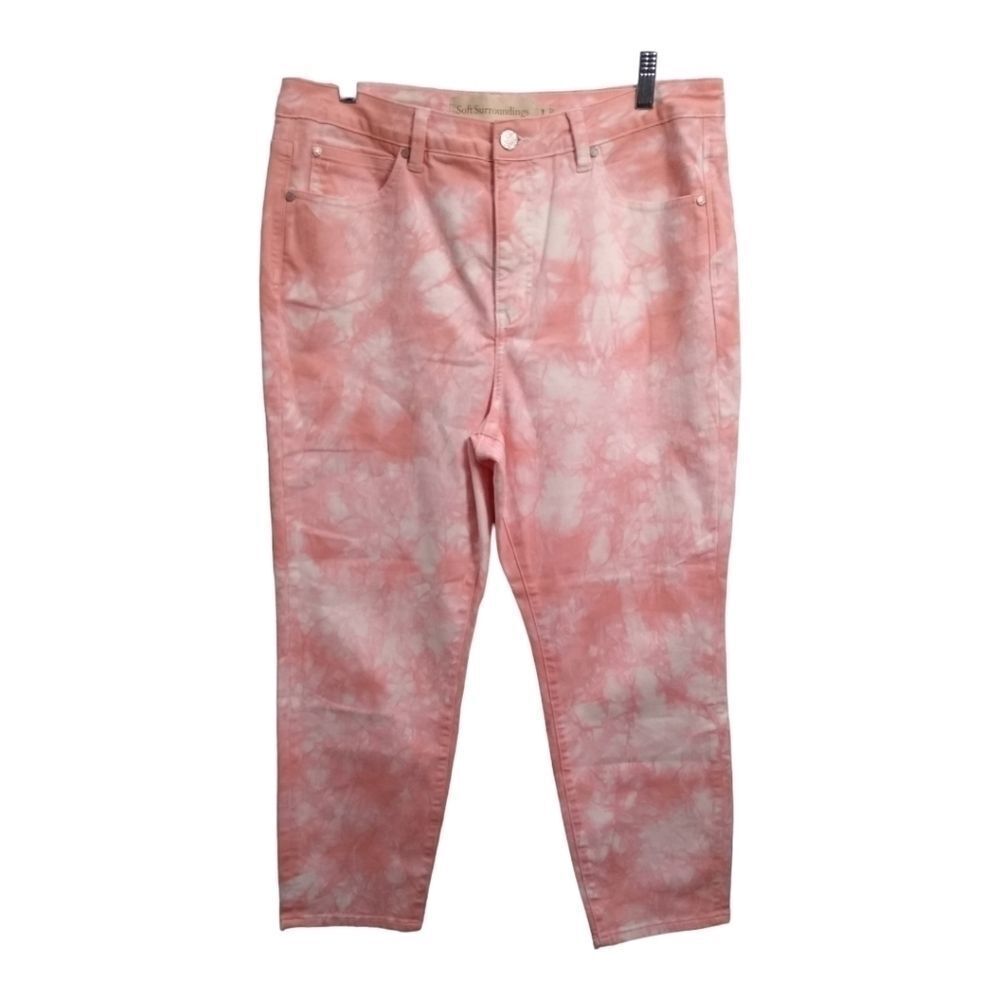 Soft Surroundings Pink Ultimate Denim Tie Dye Highrise Skinny Ankle Jeans Sz 14P